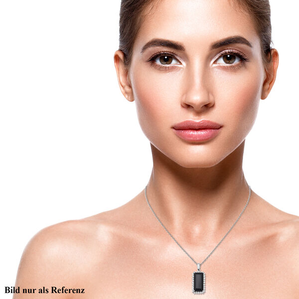 Schwarzer Spinell und wei&szlig;er Zirkon-Anh&auml;nger, 925 Silber platiniert ca. 11.79 ct image number 2