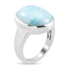 Larimar Solitär Ring 925 Silber Platin-Überzug image number 3
