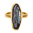 Süßwasser Pfau Perle Ring, 925 Silber Gelbgold Vermeil, (Größe 16.00)