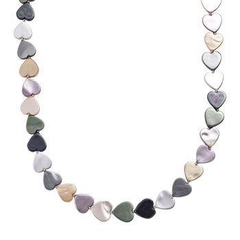 Mehrfarbige Herz Muschelkernperle 50cm Halskette