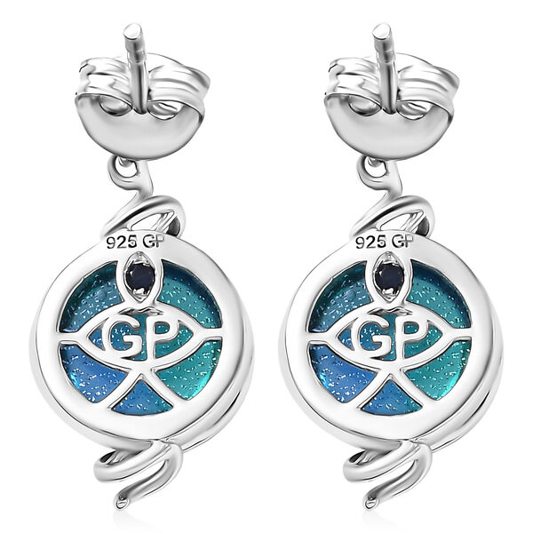 GP Celestial Kollektion- Blaues Muranoglas aus Italien, Zirkon und blaue Saphir Ohrringe image number 6
