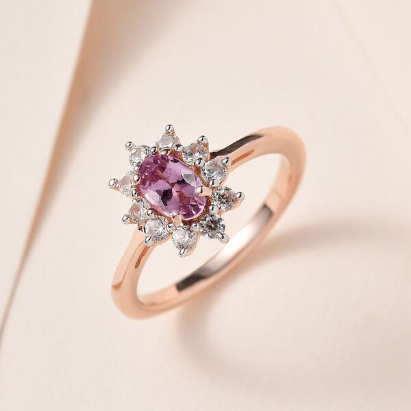 AA Lila Spinell, weißer Zirkon Ring, 925 Silber Roségold Vermeil (Größe 18.00) ca. 0.99 ct image number 2