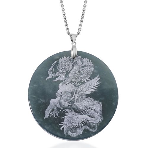 Natürlicher Olmek Jadeit Drachen-Anhänger mit 50cm Kette - 190 ct. image number 0