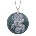 Natürlicher Olmek Jadeit Drachen-Anhänger mit Kette, 925 Silber rhodiniert ca. 190.00 ct