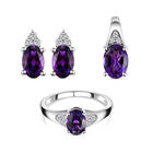 Natürlicher, marokkanischer Amethyst-Ring, Anhänger und Ohrringe, ca. 2,53 ct