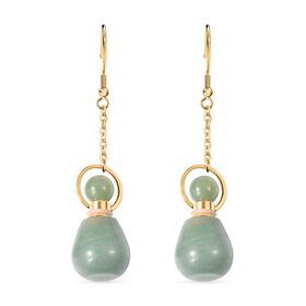 Grüne Aventurin Ohrringe, goldfarben 39.00 ct
