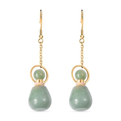 Gr&uuml;ne Aventurin Ohrringe, goldfarben 39.00 ct