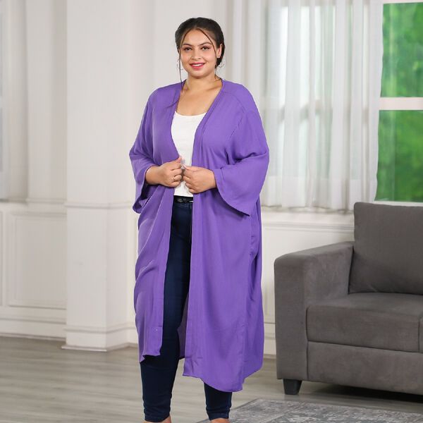 Einzigartiger Duster Kimono, Einheitsgr&ouml;&szlig;e, Lila image number 2