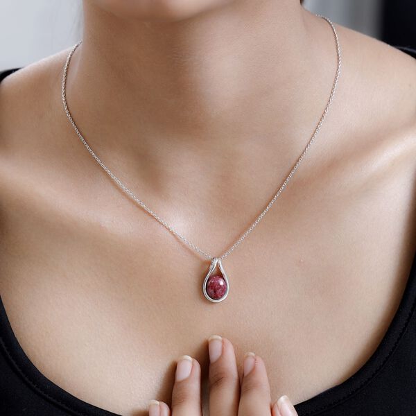 AA Norwegischer Thulit Anh&auml;nger mit Kette, 925 Silber platiniert, ca. 4.27 ct image number 3