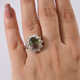 D'Joy Wassermelonen Triplett Quarz und Zirkon zweifarbiger Ring - 4,17 ct.