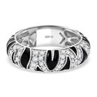 GP Trionfo Kollektion - Moissanit Ring, Zebramuster 925 Silber rhodiniert (Größe 19.00) ca. 0.53 ct