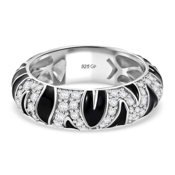 GP Trionfo Kollektion - Moissanit Ring, Zebramuster 925 Silber rhodiniert (Gr&ouml;&szlig;e 19.00) ca. 0.53 ct