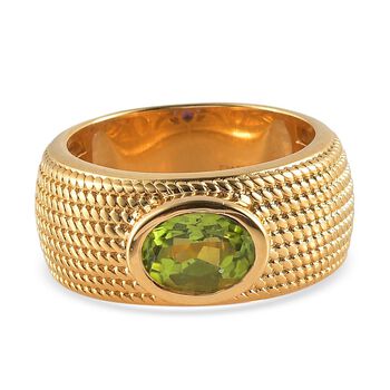 Nat&uuml;rlicher Peridot Ring Messing vergoldet (Gr&ouml;&szlig;e 16.00) ca. 1,30 ct