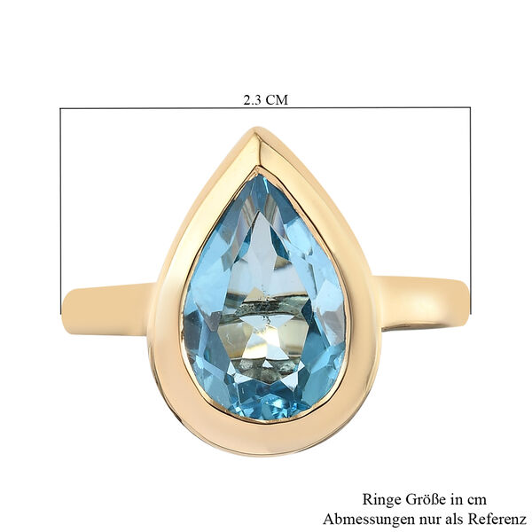 Schweizer Blautopas Solit&auml;r Ring 925 Silber vergoldet  ca. 3,50 ct image number 7