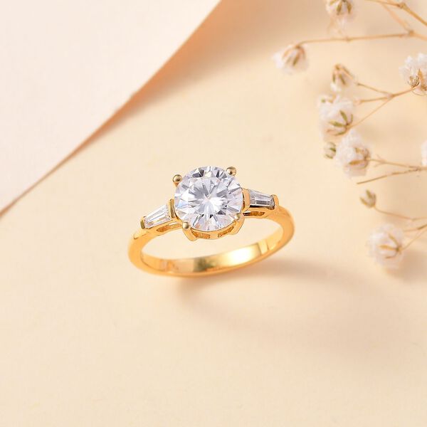 Moissanit Ring, 925 Silber 750 Gelbgold Vermeil - 1,88 ct. image number 2