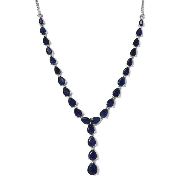 Masoala Saphir-Halskette, 45 cm, 925 Silber platiniert, 24,01 ct.