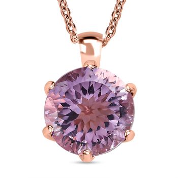 Rose De France Amethyst, wei&szlig;er Zirkon Anh&auml;nger mit Kette, 925 Silber Ros&eacute;gold Vermeil ca. 6.68 ct