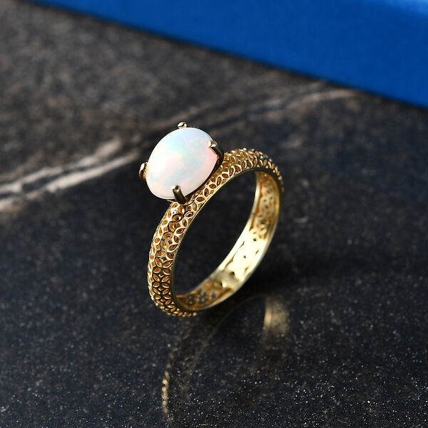 D'Joy AA Nat&uuml;rlicher, &auml;thiopischer Welo Opal Ring 925 Silber 750 Vergoldet (Gr&ouml;&szlig;e 17.00) ca. 1,28 ct image number 1