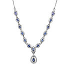 AAA Tansanit und weißes Zirkon Collier, ca. 45 cm, 925 Silber platiniert ca. 2.85 ct