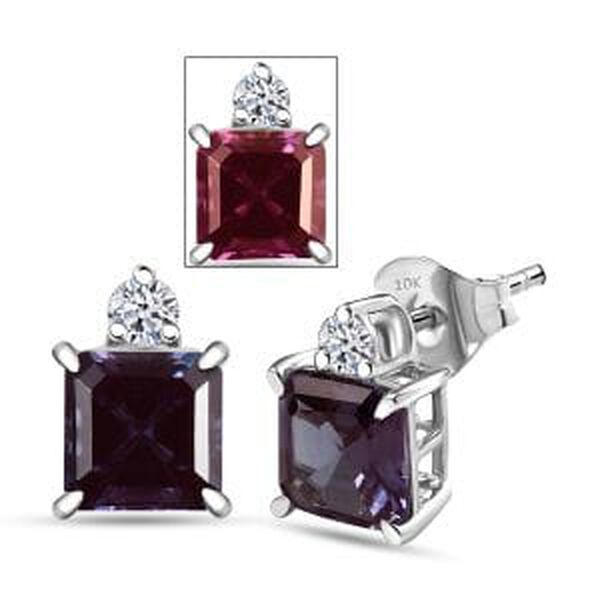 AAA Lab Created Alexandrit, Lab Grown Diamant Ohrringe 417 Gold ca. 3,15 ct. image number 0