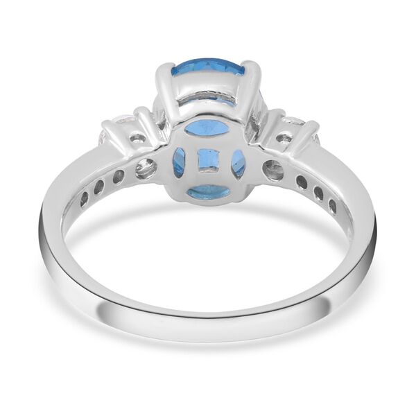 Schweizer Blautopas und weißer Zirkon-Ring, 925 Silber platiniert  ca. 3,06 ct image number 4