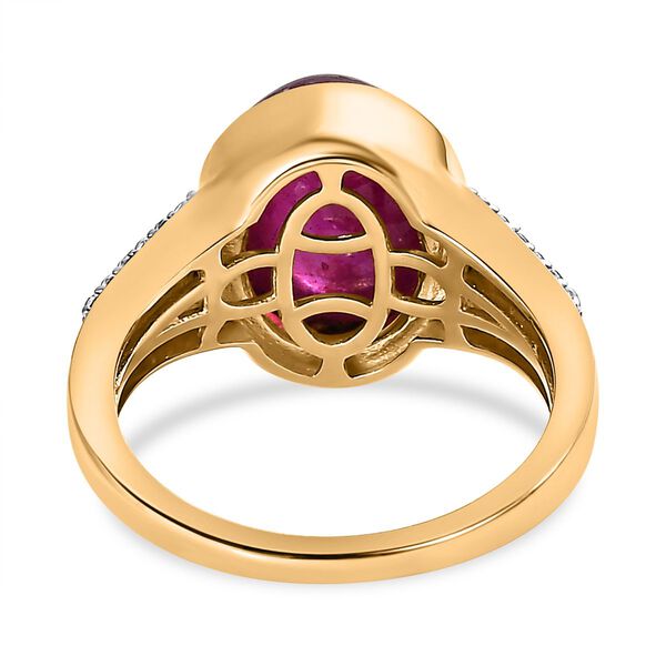 AA Afrikanischer Rubin (Fissure gef&uuml;llt), wei&szlig;er Zirkon Ring, 925 Silber Gelbgold Vermeil (Gr&ouml;&szlig;e 17.00) ca. 5.65 ct image number 6