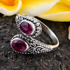 Royal Bali Kollektion - Fissure gefüllt Rubin Bypass Ring 925 Silber image number 1