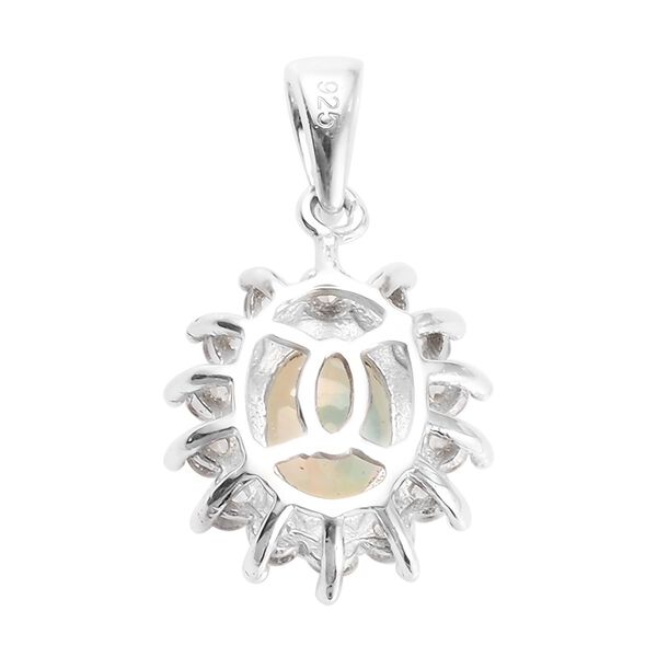 Natürlicher Äthiopischer Opal und Zirkon Halo Anhänger 925 Silber Platin-Überzug ca. 1,40 ct image number 6