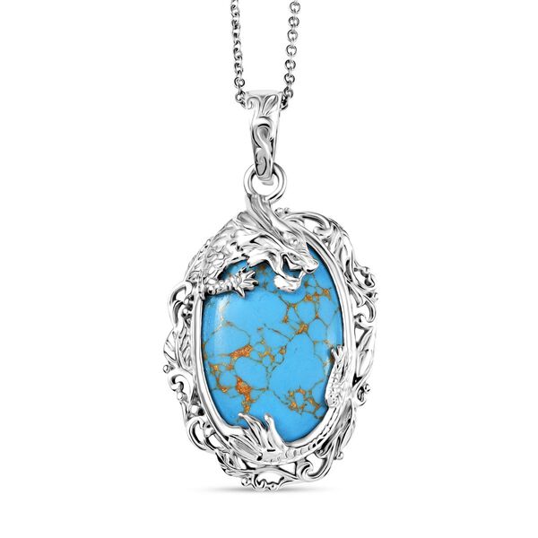 Blauer Türkis Anhänger mit Kette, ca. 20,00 ct. image number 0