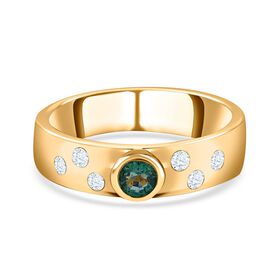 AAA Kagem Sambischer Smaragd, Weißer Zirkon Ringe 925 Silber Gelbgold Vermeil (Größe 18.00) ca. 0.58 ct
