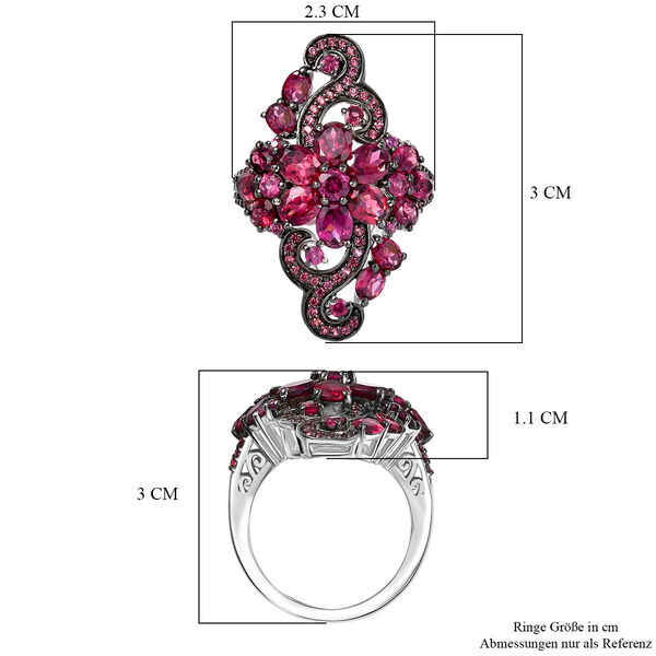 Djoy Nat&uuml;rlicher Rhodolith Granat Ring 925 Silber rhodiniert (Gr&ouml;&szlig;e 18.00) ca. 6.00 ct image number 7