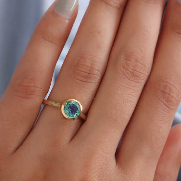 Pfau Triplett Quarz Solit&auml;r Ring 925 Silber vergoldet  ca. 1,34 ct image number 3