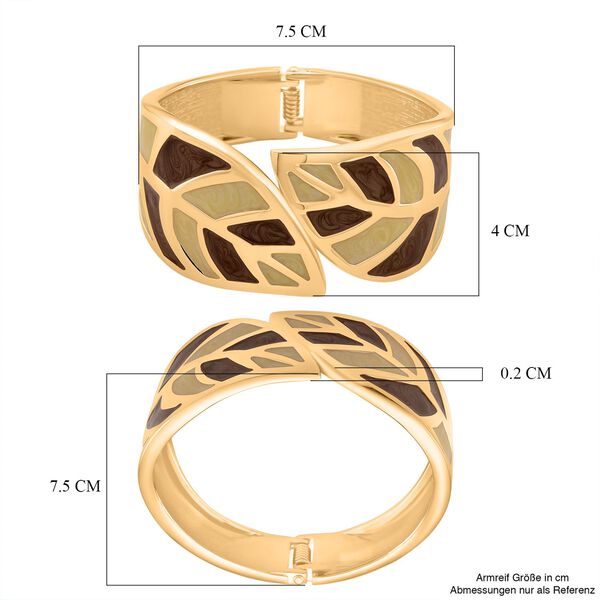 Emaille-Armband in Hellbraun mit goldfarbenem Blattmuster, ca. 17 cm image number 7