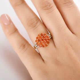 Blaze Feueropal Ring 925 Silber 750 Gelbgold Vermeil (Größe 21.00) ca. 1.56 ct