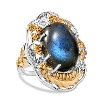 EVER TRUE AAA Labradorit Ring Nickelfreies Messing Zweifarbige Beschichtung (Gr&ouml;&szlig;e 18.00) ca. 12,55 ct