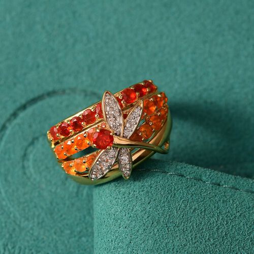 AAAA AAA Mexikanischer Purpurroter Feuer Opal, Feuer opal Ring 925 Silber 750 Gelbgold Vermeil (Größe 18.00) ca. 1,78 ct image number 1