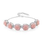 D'Joy Natürlicher Rosa Königsmuschel Perle, Peridot Armband ca. 20 cm 925 Silber rhodiniert