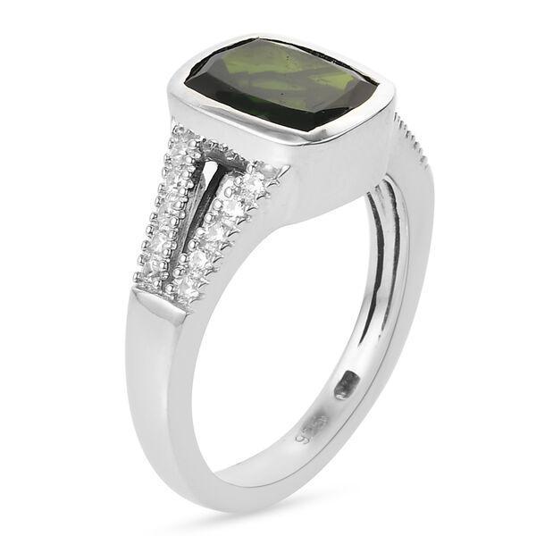 Nat&uuml;rlicher Chromdiopsid und Zirkon Ring 925 Silber platiniert  ca. 2,75 ct image number 4