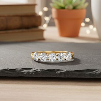 RADIANTA GRA zertifiziert Moissanit (D-VVS) Ring 925 Silber 750 Gelbgold Vermeil (Gr&ouml;&szlig;e 16.00) ca. 1.15 ct