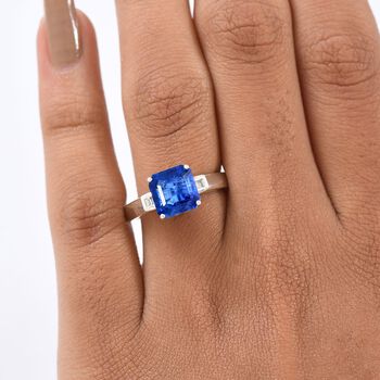 LUXURIANT AA Nat&uuml;rlicher Kaschmir Kyanit und Labor Diamant Ring - 3,15 ct.