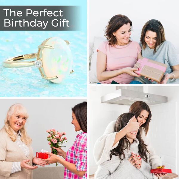 LUXORO AAA Nat&uuml;rlicher. &auml;thiopischer Welo Opal und Diamant Ring in 585 Gold - 3,60 ct. image number 4