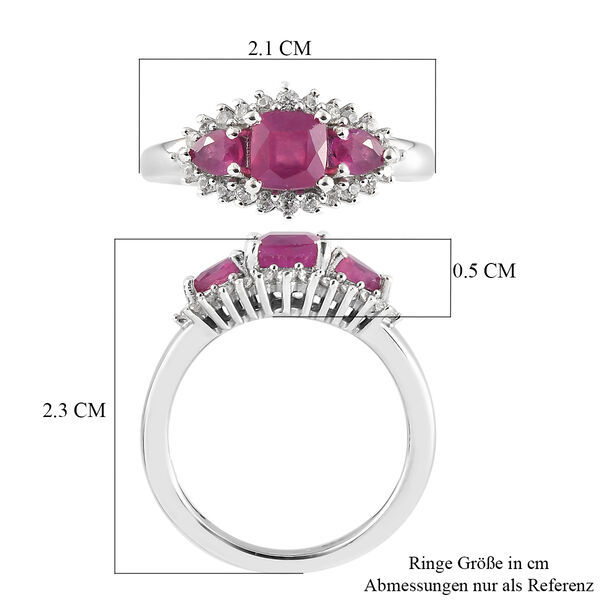 Afrikanischer Rubin und Zirkon-Ring, (Fissure gefüllt), 925 Silber platiniert image number 8