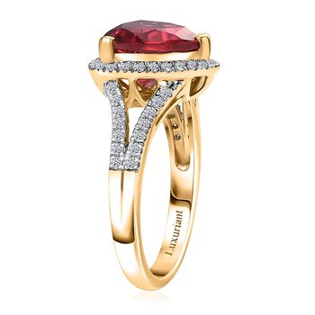 LUXURIANT DIAMOND- zertifiziert und gepr&uuml;ft AAA Labor Padparadscha Saphir und Labor Diamant Ring in 417 Gold - 4 ct.