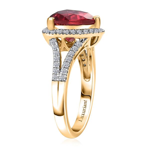LUXURIANT DIAMOND- zertifiziert und gepr&uuml;ft AAA Labor Padparadscha Saphir und Labor Diamant Ring in 417 Gold - 4 ct. image number 3