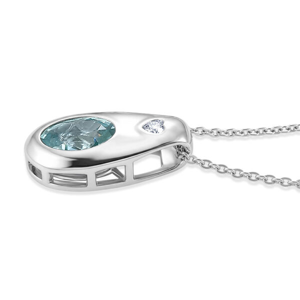 D'Joy blauer und wei&szlig;er Zirkon Anh&auml;nger mit 50cm Kette - 1,98 ct. image number 4