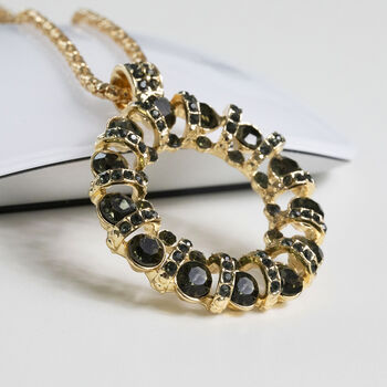 Neongr&uuml;ner Kristall Halskette ca. 70 cm  Std Schwarz