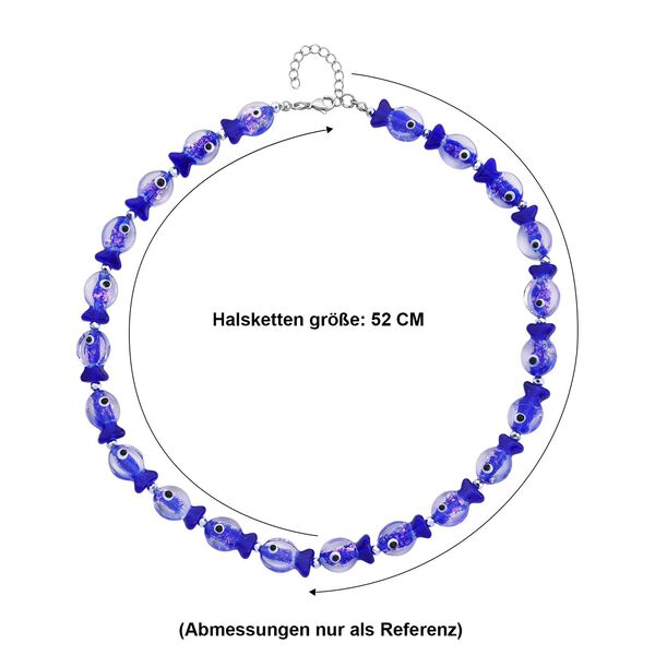 Blaues Murano-Stil Glas Halskette ca. 53.25 cm 316L Edelstahl image number 6