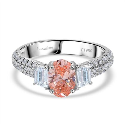 LUXURIANT DIAMOND - Lab Grown Rosa Diamant VS, Lab Grown Diamant VS-EF IGI zertifiziert Ring, 950 Platin (Gr&ouml;&szlig;e 18.00) ca. 2.00 ct
