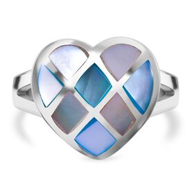 Mehrfarbiger Perlmutt-Herz-Ring - 2 ct.