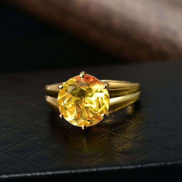 D'Joy Sphaleros Quarz Ring 925 Silber 750 Gelb Vergoldet (Gr&ouml;&szlig;e 18.00) ca. 5,22 ct image number 2